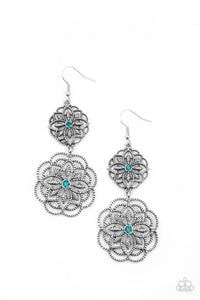 Mandala Mecca- Blue and Silver Earrings- Paparazzi Accessories