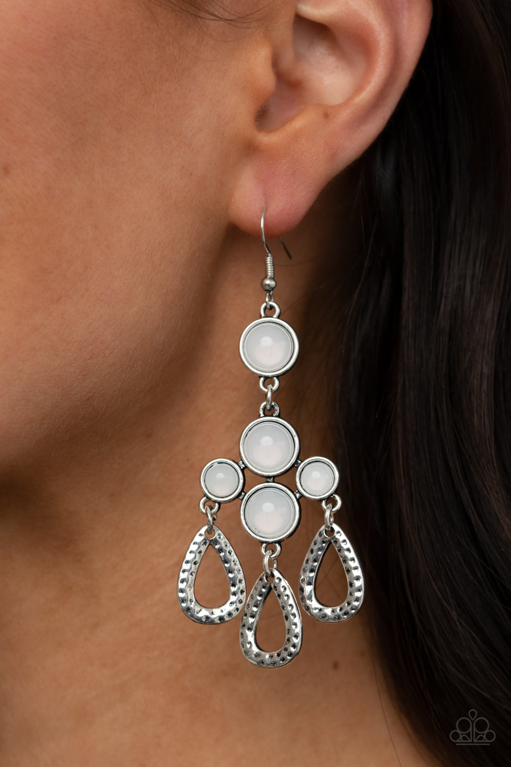 Mediterranean Magic- White and Silver Earrings- Paparazzi Accessories