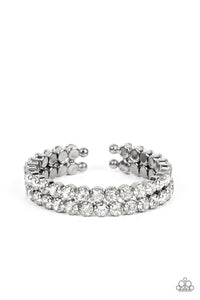 Megawatt Majesty- White and Gunmetal Bracelet- Paparazzi Accessories