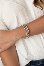 Load image into Gallery viewer, Metro Motif- Brown and White Bracelet- Paparazzi Accessories
