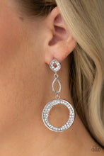 Load image into Gallery viewer, On The GLAMOUR Scene- White and Silver Earrings- Paparazzi Accessories