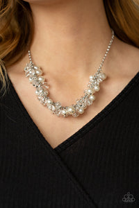 Pardon My FRINGE- White and Silver Necklace- Paparazzi Accessories