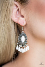 Load image into Gallery viewer, Private Villa- White and Silver Earrings- Paparazzi Accessories