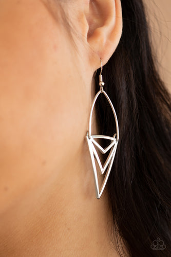 Proceed With Caution- Silver Earrings- Paparazzi Accessories