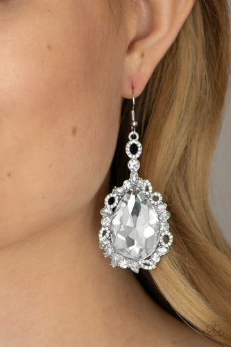 Royal Recognition- White and Silver Earrings- Paparazzi Accessories