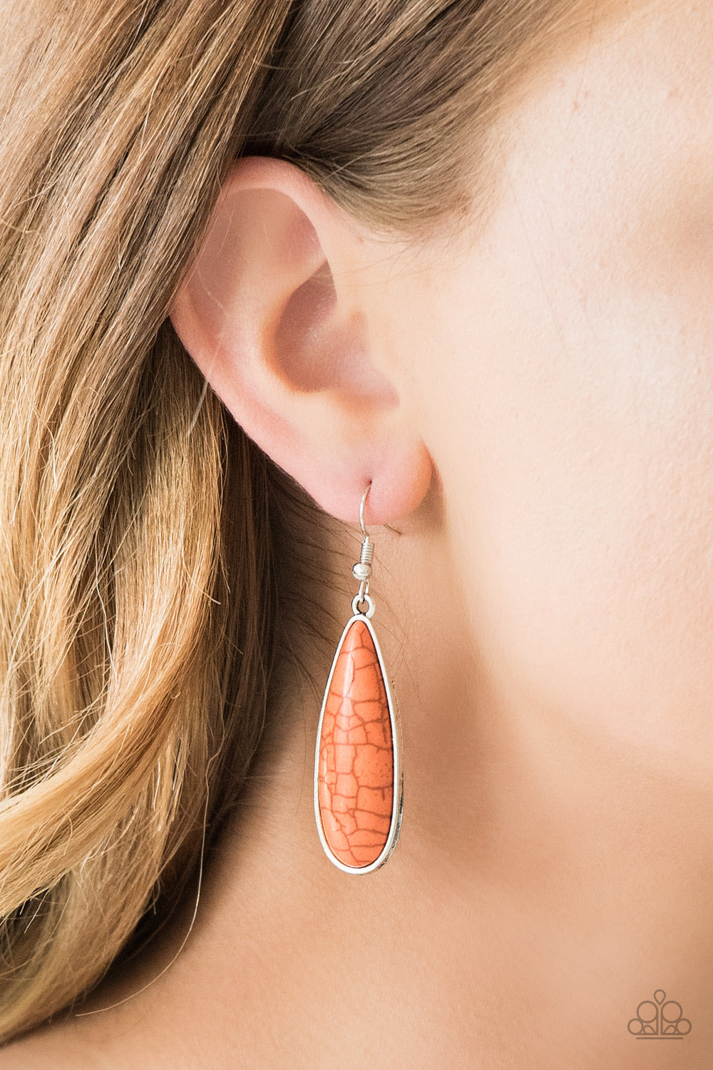 Santa Fe Skies- Orange and Silver Earrings- Paparazzi Accessories