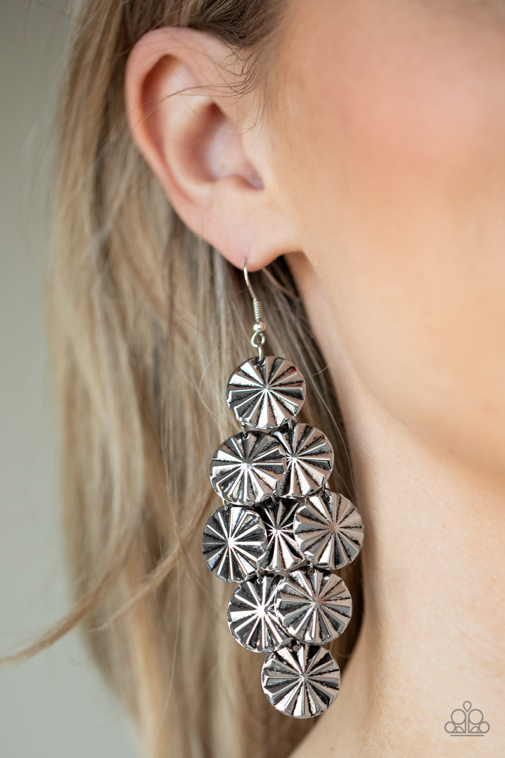 Star Spangled Shine- Silver Earrings- Paparazzi Accessories
