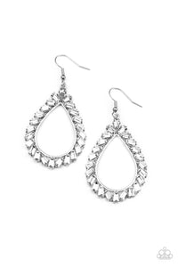 Stay Sharp- White and Silver Earrings- Paparazzi Accessories