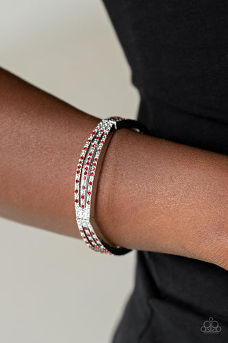 Suburban Scene- Red and Silver Bracelet- Paparazzi Accessories