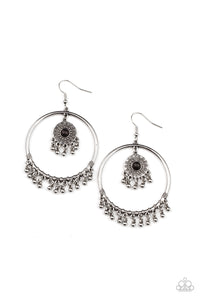 Sunny Equinox- Black and Silver Earrings- Paparazzi Accessories
