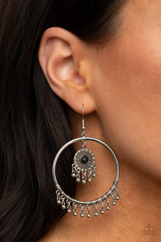 Sunny Equinox- Black and Silver Earrings- Paparazzi Accessories