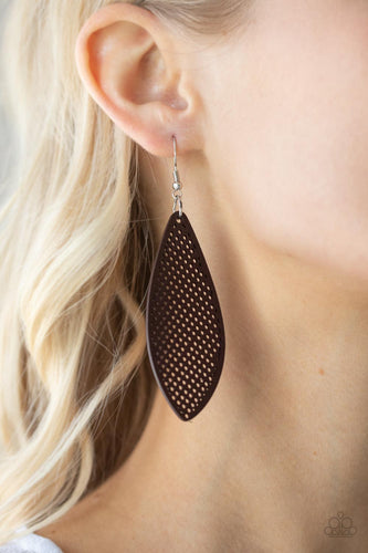 Surf Scene- Brown and Silver Earrings- Paparazzi Accessories