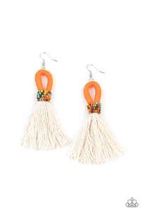 The Dustup- Orange and White Earrings- Paparazzi Accessories