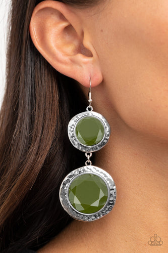 Thrift Shop Stop- Green and Silver Earrings- Paparazzi Accessories