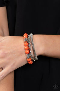 Tour de Tourist- Orange and Silver Bracelet- Paparazzi Accessories