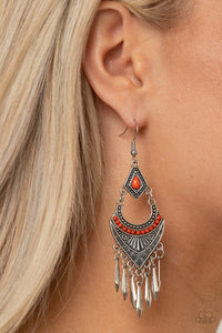 Trailblazer Beam- Orange and Silver Earrings- Paparazzi Accessories
