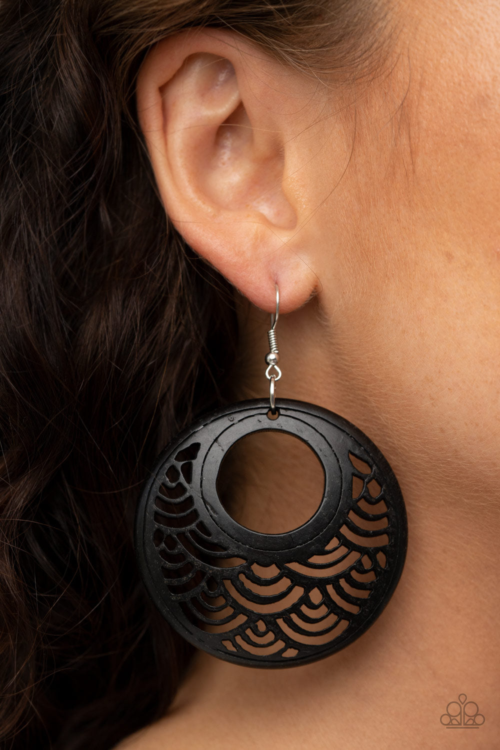Tropical Canopy- Black and Silver Earrings- Paparazzi Accessories