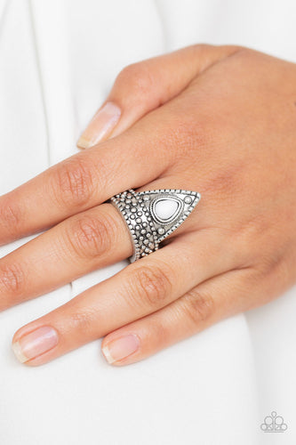 Tropical Escapade- White and Silver Ring- Paparazzi Accessories