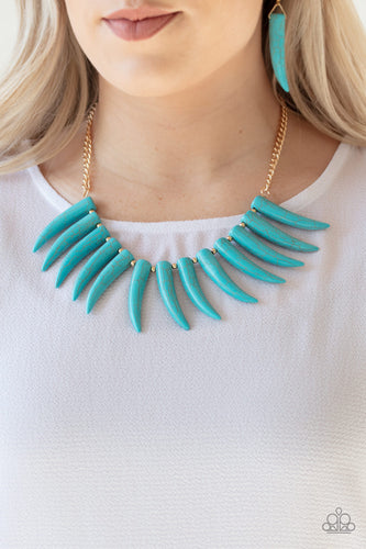 Tusk Tundra- Blue and Gold Necklace- Paparazzi Accessories