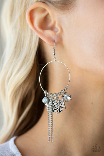 TWEET Dreams- White and Silver Earrings- Paparazzi Accessories