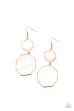 Load image into Gallery viewer, Vacation Glow- White and Copper Earrings- Paparazzi Accessories