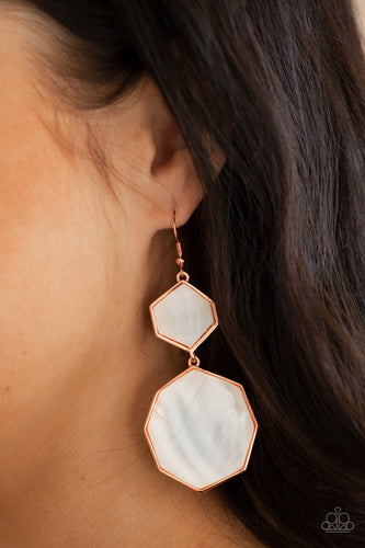 Vacation Glow- White and Copper Earrings- Paparazzi Accessories