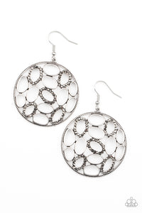 Watch OVAL Me- Silver Earrings- Paparazzi Accessories