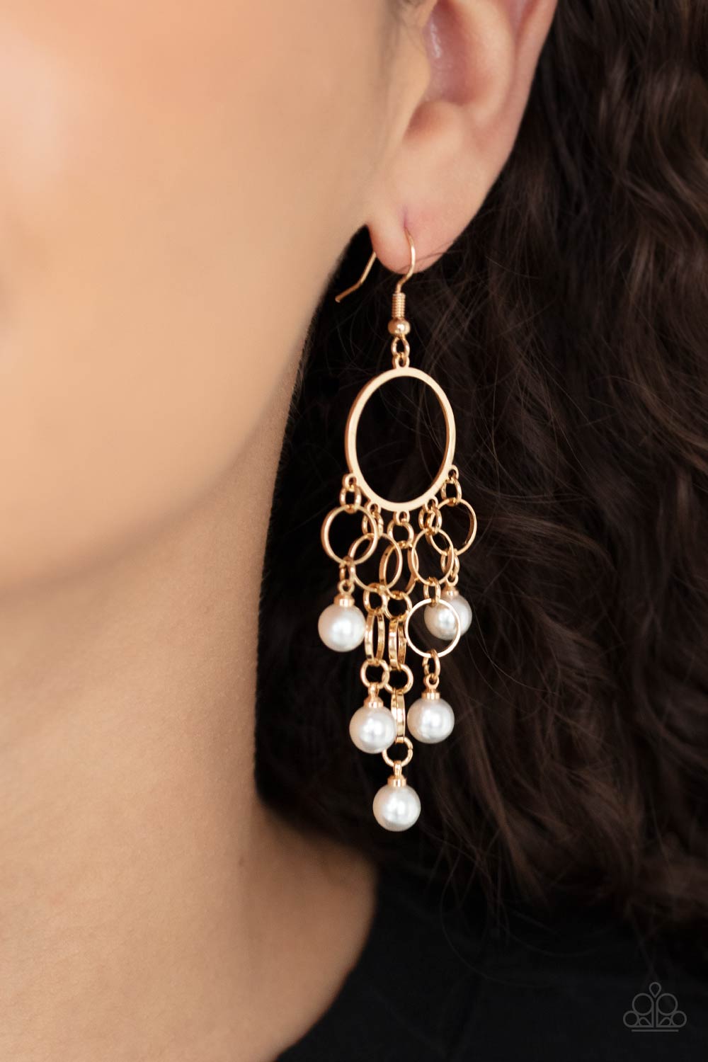 When Life Gives You Pearls- White and Gold Earrings- Paparazzi Accessories