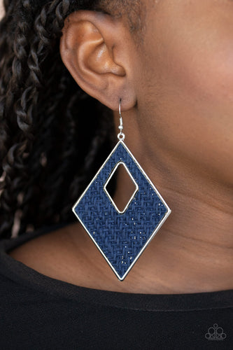 Woven Wanderer- Blue and Silver Earrings- Paparazzi Accessories