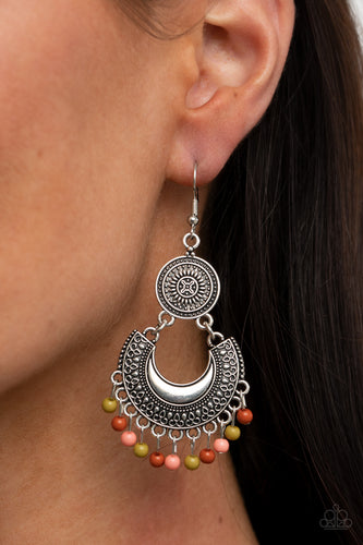 Yes I CANCUN- Multicolored Silver Earrings- Paparazzi Accessories