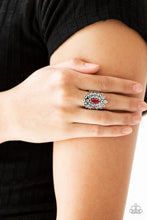 Load image into Gallery viewer, Blooming Fireworks- Red and Silver Ring- Paparazzi Accessories
