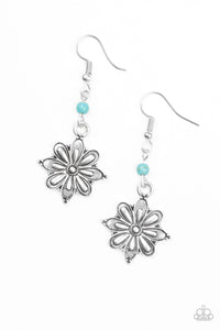Cactus Blossom- Turquoise and Silver Earrings- Paparazzi Accessories