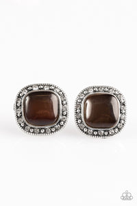 Ice Palace- Brown and Silver Earrings- Paparazzi Accessories