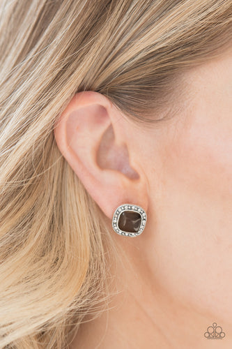 Ice Palace- Brown and Silver Earrings- Paparazzi Accessories