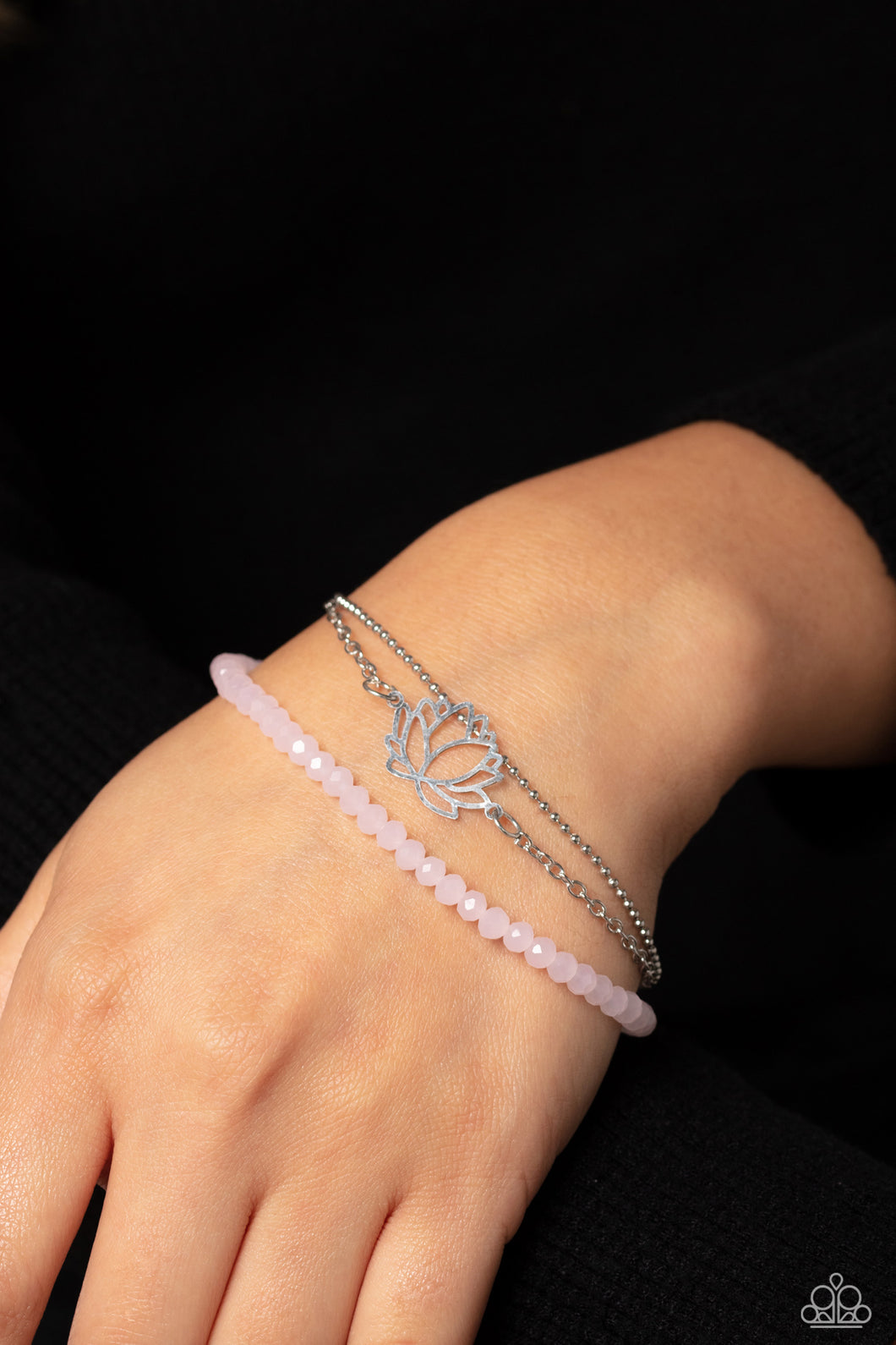 A LOTUS Like This - Pink and Silver Bracelet- Paparazzi Accessories