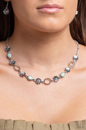 Casablanca Chic - Blue and Silver Necklace- Paparazzi Accessories