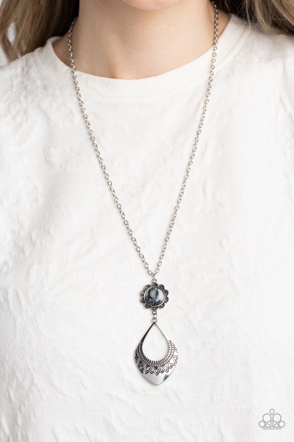 Stone TOLL - Black and Silver Necklace- Paparazzi Accessories