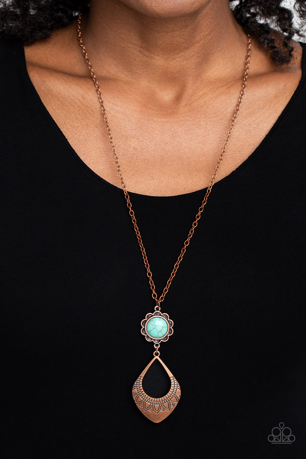 Stone TOLL - Blue and Copper Necklace- Paparazzi Accessories
