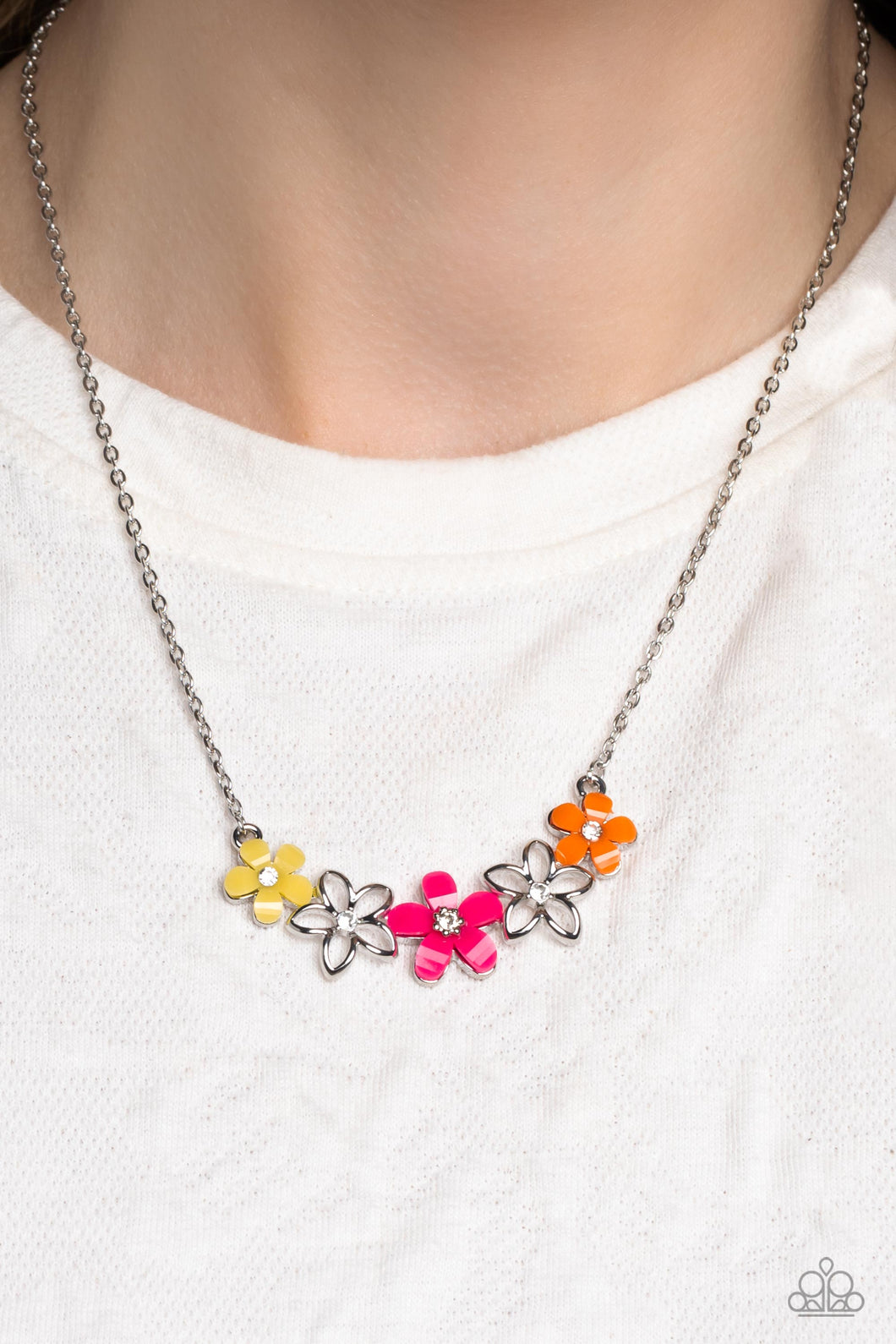 WILDFLOWER About You - Pink and Silver Necklace- Paparazzi Accessories