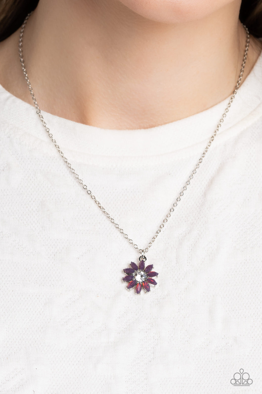 Daisy Diva - Purple and Silver Necklace- Paparazzi Accessories