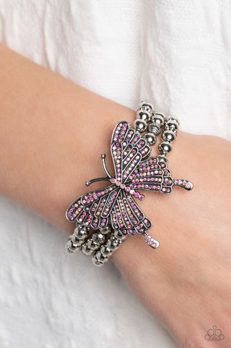First WINGS First - Pink and Silver Bracelet- Paparazzi Accessories