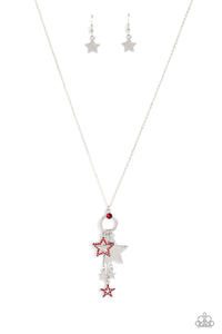 Starry Statutes - Red and Silver Necklace- Paparazzi Accessories