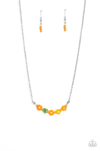 BOUQUET We Go - Orange and Silver Necklace- Paparazzi Accessories