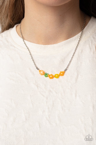 BOUQUET We Go - Orange and Silver Necklace- Paparazzi Accessories