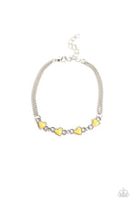 Load image into Gallery viewer, Smitten Sweethearts - Yellow and Silver Bracelet- Paparazzi Accessories