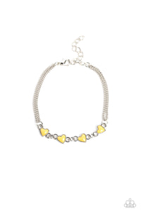 Smitten Sweethearts - Yellow and Silver Bracelet- Paparazzi Accessories