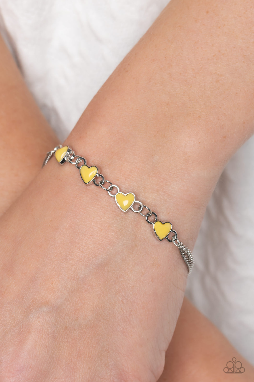 Smitten Sweethearts - Yellow and Silver Bracelet- Paparazzi Accessories