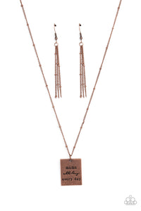 Mama MVP - Copper Necklace- Paparazzi Accessories