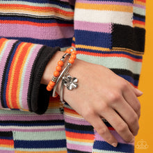 Load image into Gallery viewer, Off the WRAP - Orange and Silver Bracelet- Paparazzi Accessories