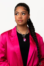 Load image into Gallery viewer, Edgy Exaggeration - Pink and Silver Necklace- Paparazzi Accessories